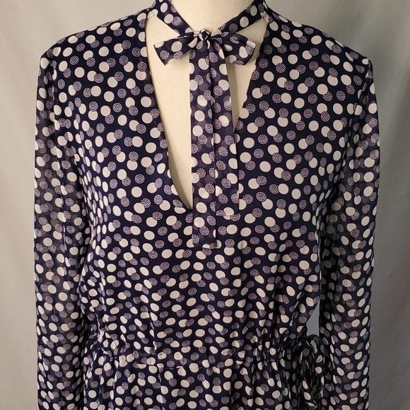 Anne Klein Hi-Low Dress, Sheer- fully lined, Blue & White, Size 8 NWT - Picture 2 of 9